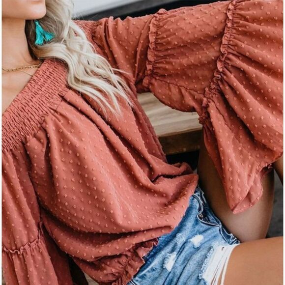 Rust colored Boho Top! - Picture 1 of 2